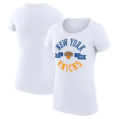 G-III 4Her by Carl Banks New York Knicks Super-Slim Fit Lightweight Large City Logo T-Shirt