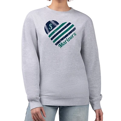 G-III 4Her by Carl Banks Seattle Mariners Heart Logo Fleece Pullover Sweatshirt