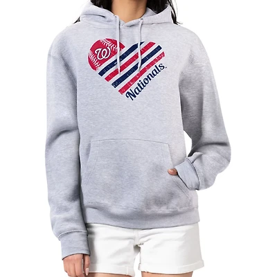 G-III 4Her by Carl Banks Washington Nationals Heart Fleece Pullover Hoodie