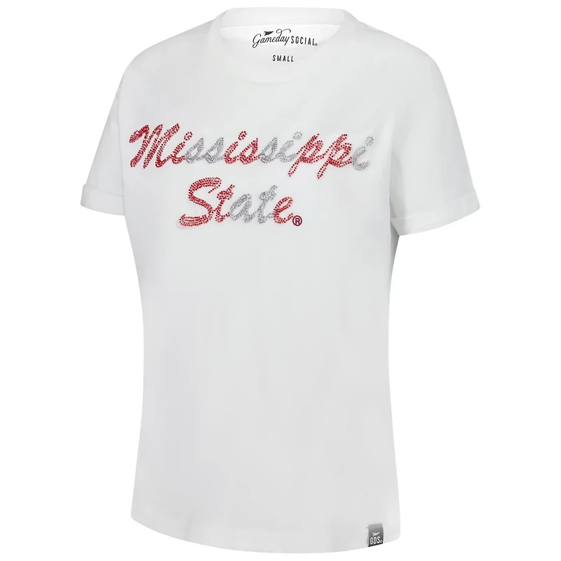 Gameday Social Mississippi State Bulldogs Hand Sewn Beaded Script T-Shirt