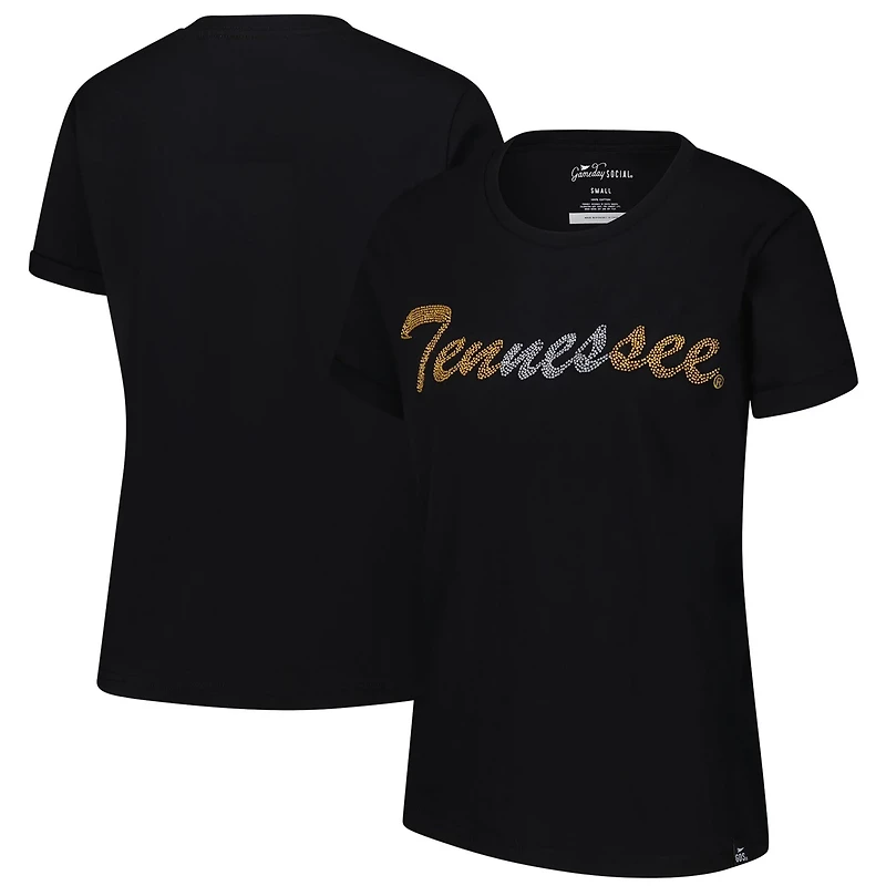 Gameday Social Tennessee Volunteers Hand Sewn Beaded Script T-Shirt