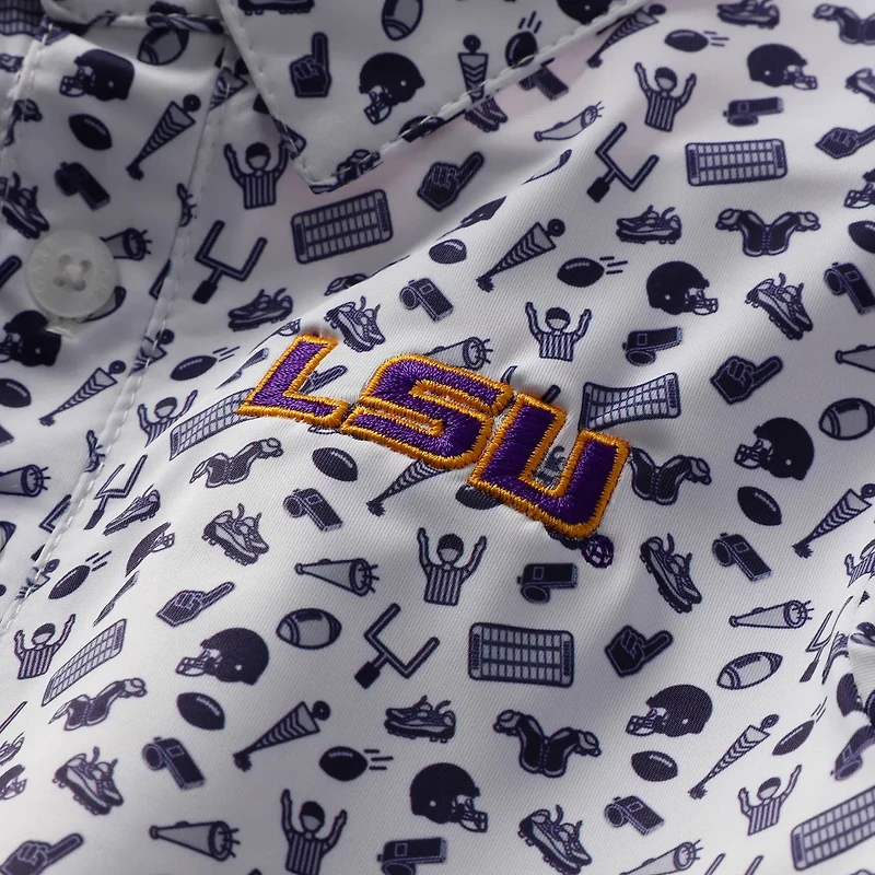 Garb LSU Tigers Tom Allover Print Performance Polo