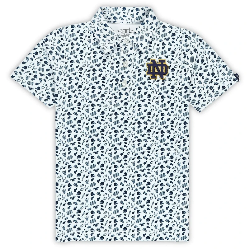Garb Navy Notre Dame Fighting Irish Tom Allover Print Performance Polo