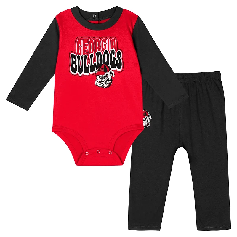 Georgia Bulldogs Double Up Long Sleeve Bodysuit  Pant Set