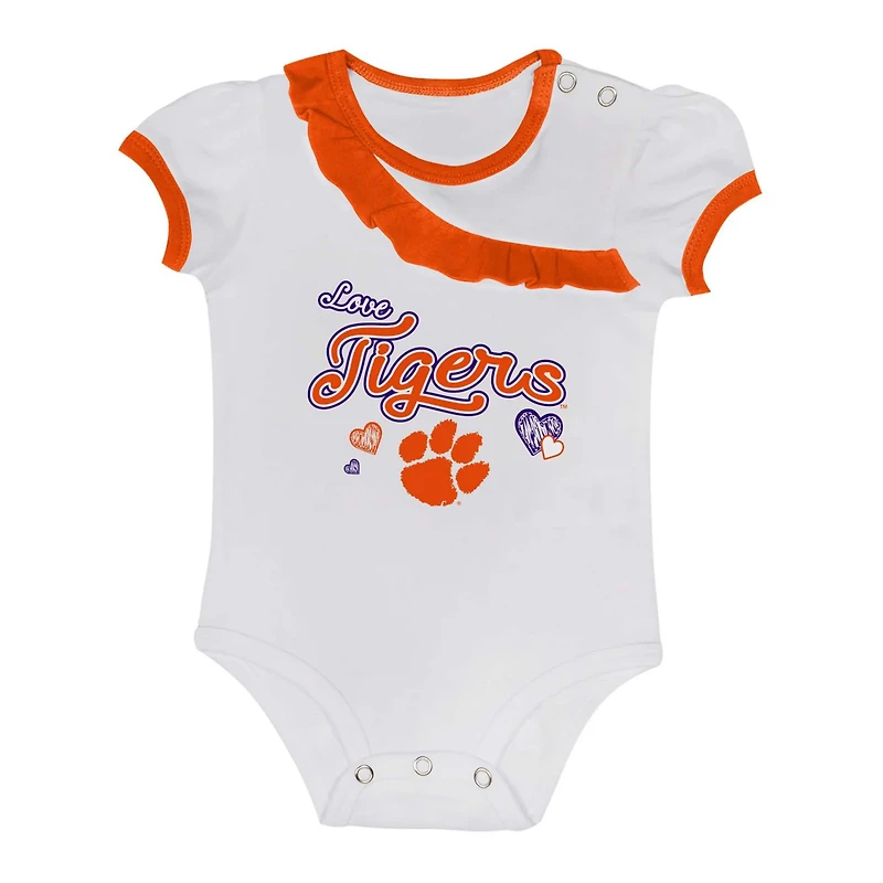 Girls Newborn  Clemson Tigers Two-Piece Love My Team Bodysuit Skirt Set