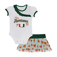 Girls Newborn  Miami Hurricanes Two-Piece Love My Team Bodysuit Skirt Set