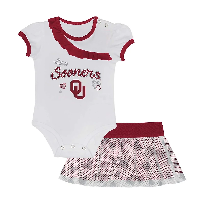 Girls Newborn  Oklahoma Sooners Two-Piece Love My Team Bodysuit Skirt Set