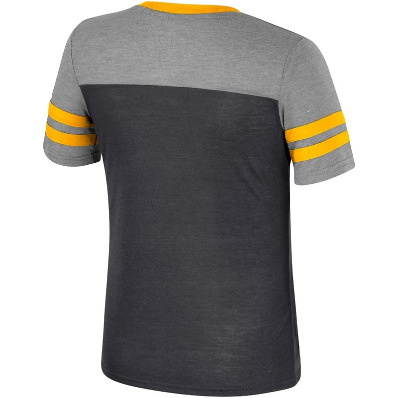 Girls Youth Colosseum /Heather Gray Iowa Hawkeyes Summer Striped V-Neck T-Shirt