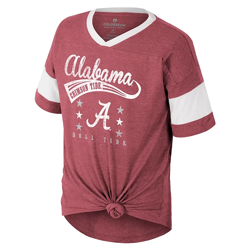 Girls Youth Colosseum Alabama Tide Frontier Tie Front T-Shirt