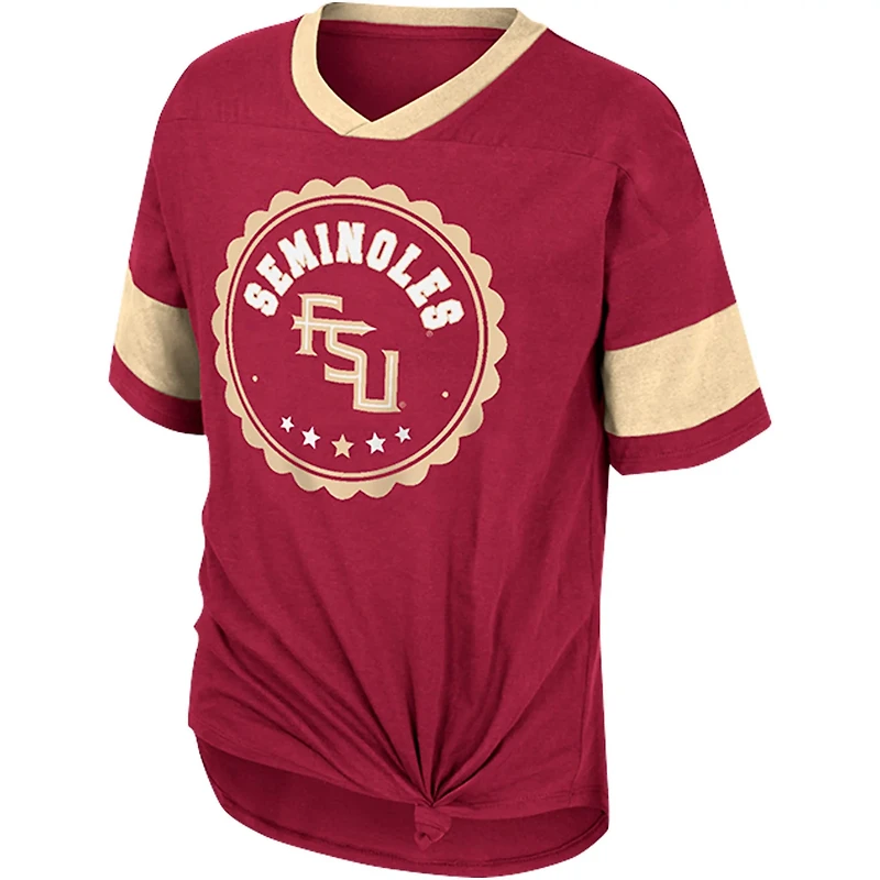 Girls Youth Colosseum Florida State Seminoles Tomika Tie-Front V-Neck T-Shirt