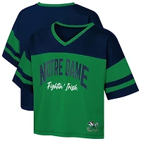 Girls Youth Notre Dame Fighting Irish The Playmaker Sleeve Stripe V-Neck Jersey T-Shirt