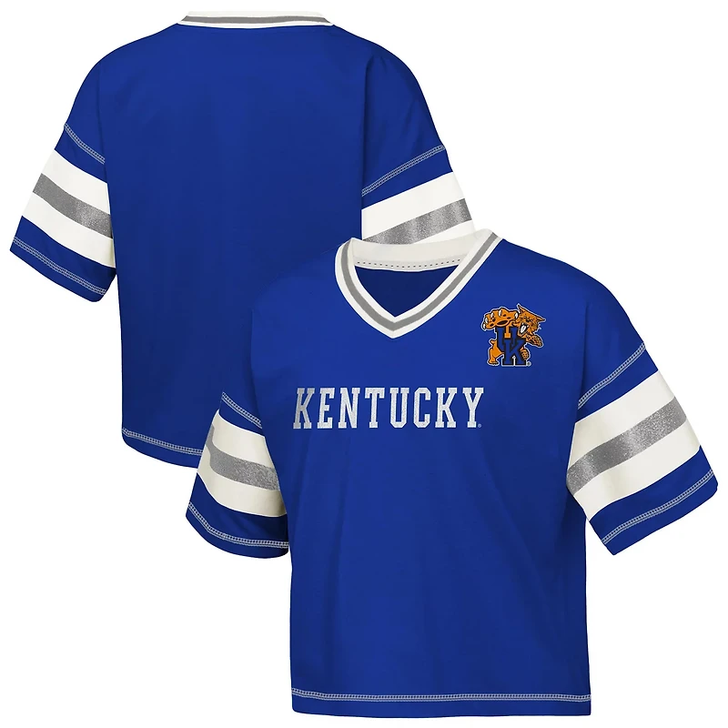 Girls Youth Outerstuff Kentucky Wildcats Gridiron Jersey V-Neck T-Shirt