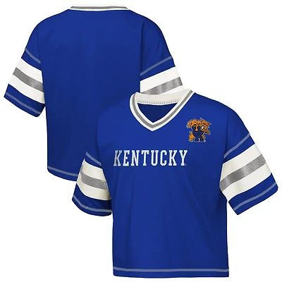 Girls Youth Outerstuff Kentucky Wildcats Gridiron Jersey V-Neck T-Shirt