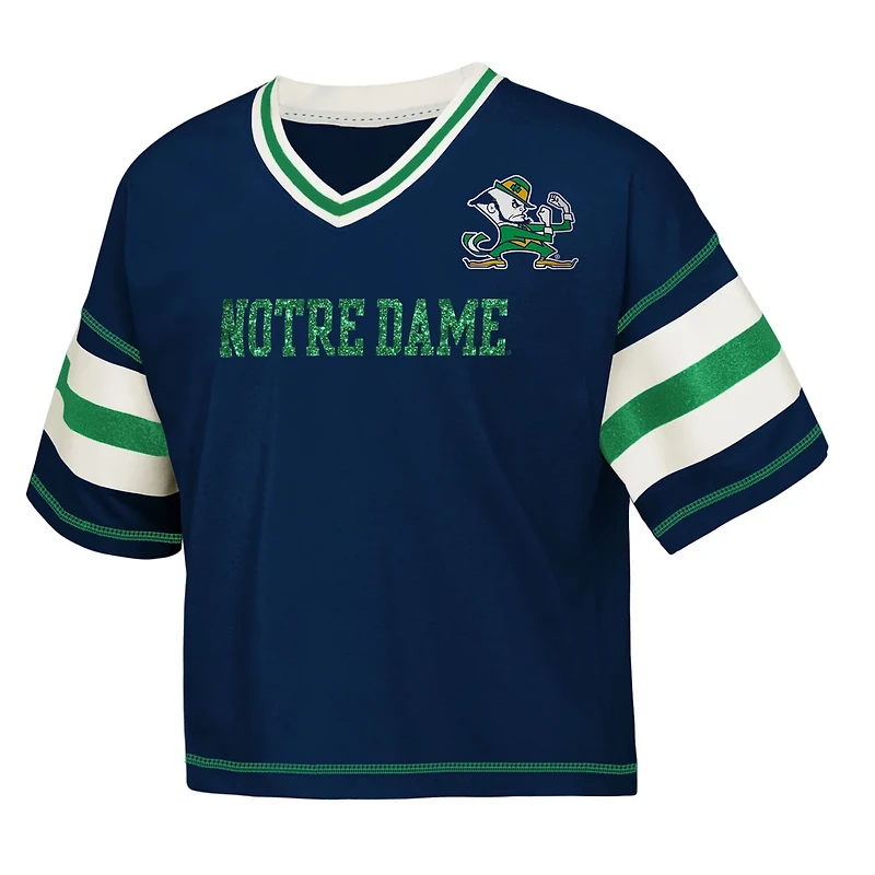 Girls Youth Outerstuff Notre Dame Fighting Irish Gridiron Jersey V-Neck T-Shirt