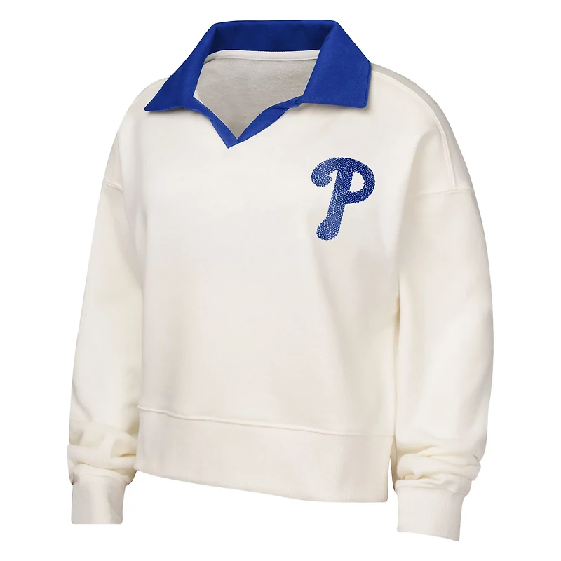 Girls Youth Philadelphia Phillies Ballpark Hit Collared V-Neck Pullover Sweatshirt