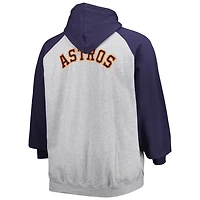 Heathered Gray/ Houston Astros Big  Tall Raglan Full-Zip Hoodie