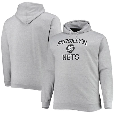 Heathered Gray Brooklyn Nets Big  Tall Heart Soul Pullover Hoodie