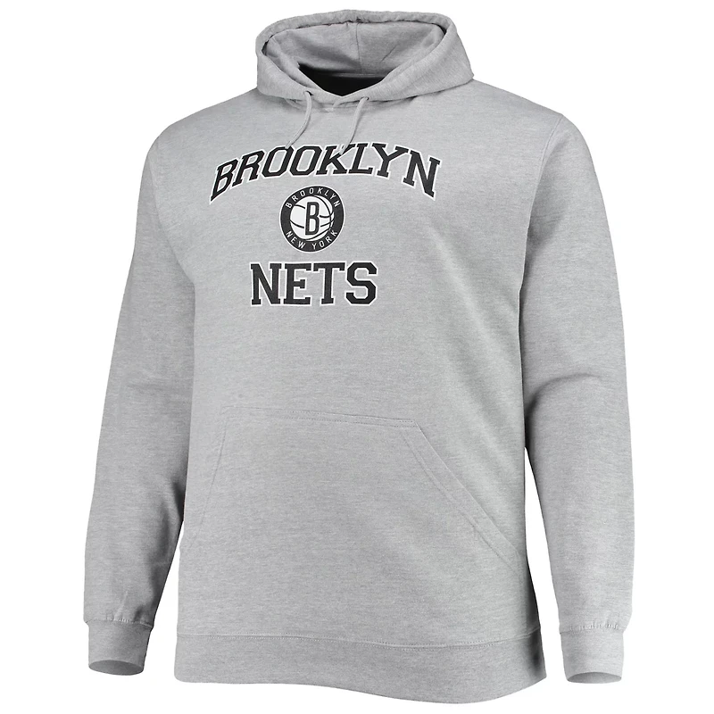 Heathered Gray Brooklyn Nets Big  Tall Heart Soul Pullover Hoodie