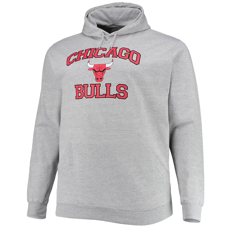Heathered Gray Chicago Bulls Big  Tall Heart  Soul Pullover Hoodie