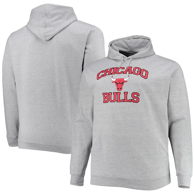 Heathered Gray Chicago Bulls Big  Tall Heart  Soul Pullover Hoodie