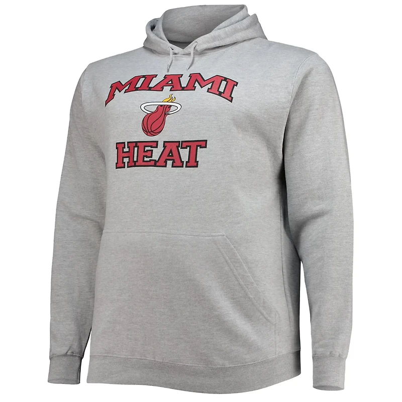 Heathered Gray Miami Heat Big  Tall Heart Soul Pullover Hoodie