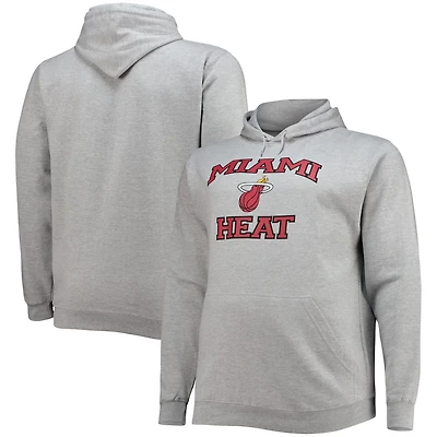 Heathered Gray Miami Heat Big  Tall Heart Soul Pullover Hoodie
