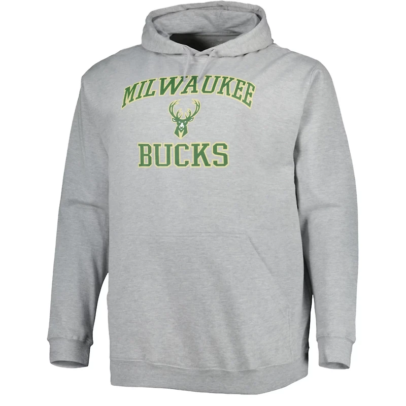 Heathered Gray Milwaukee Bucks Big  Tall Heart Soul Pullover Hoodie