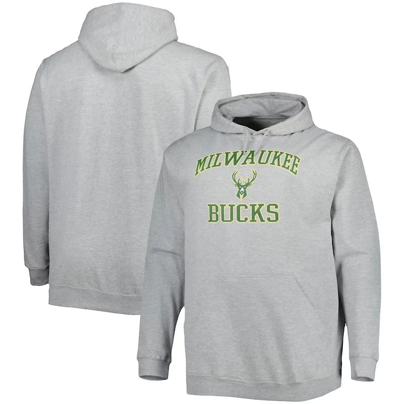 Heathered Gray Milwaukee Bucks Big  Tall Heart Soul Pullover Hoodie