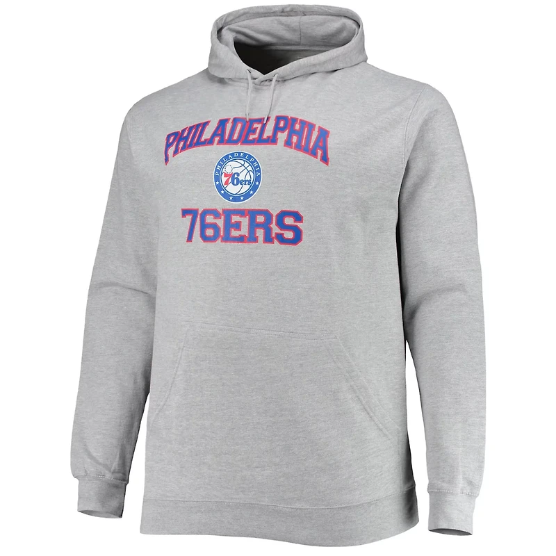 Heathered Gray Philadelphia 76ers Big  Tall Heart Soul Pullover Hoodie
