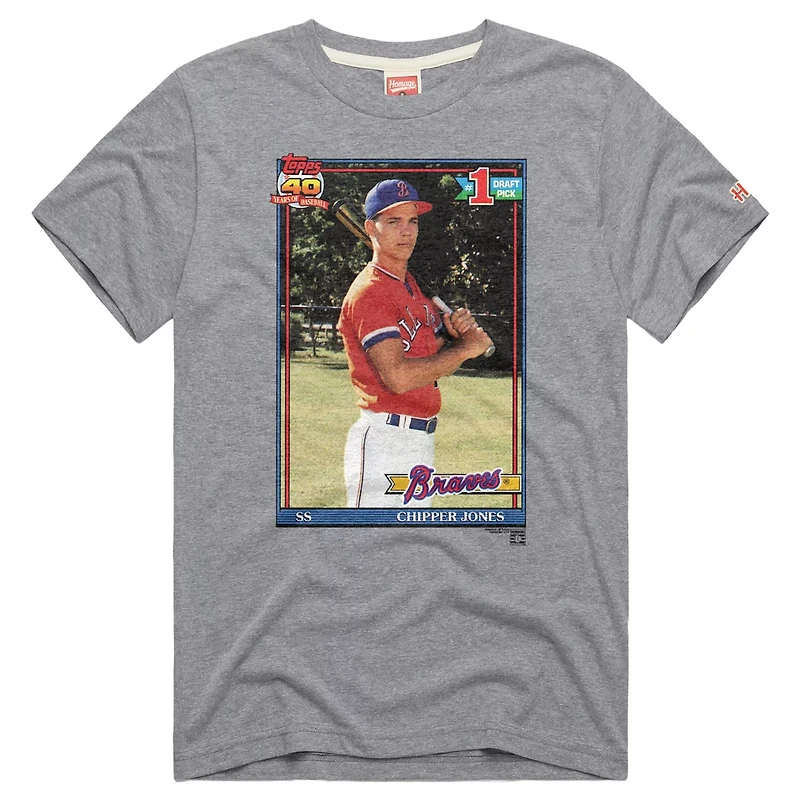 Homage Chipper Jones Atlanta Braves Topps Baseball Card Tri-Blend T-Shirt