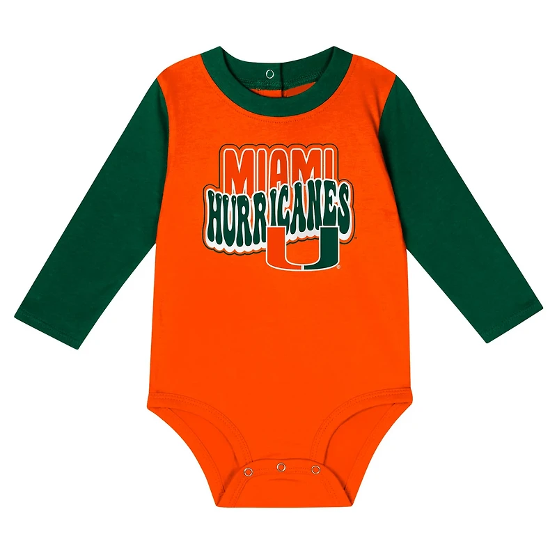 Hunter Miami Hurricanes Double Up Long Sleeve Bodysuit Pant Set