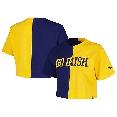 Hype and Vice /Gold Notre Dame Fighting Irish Color Block Brandy Cropped T-Shirt