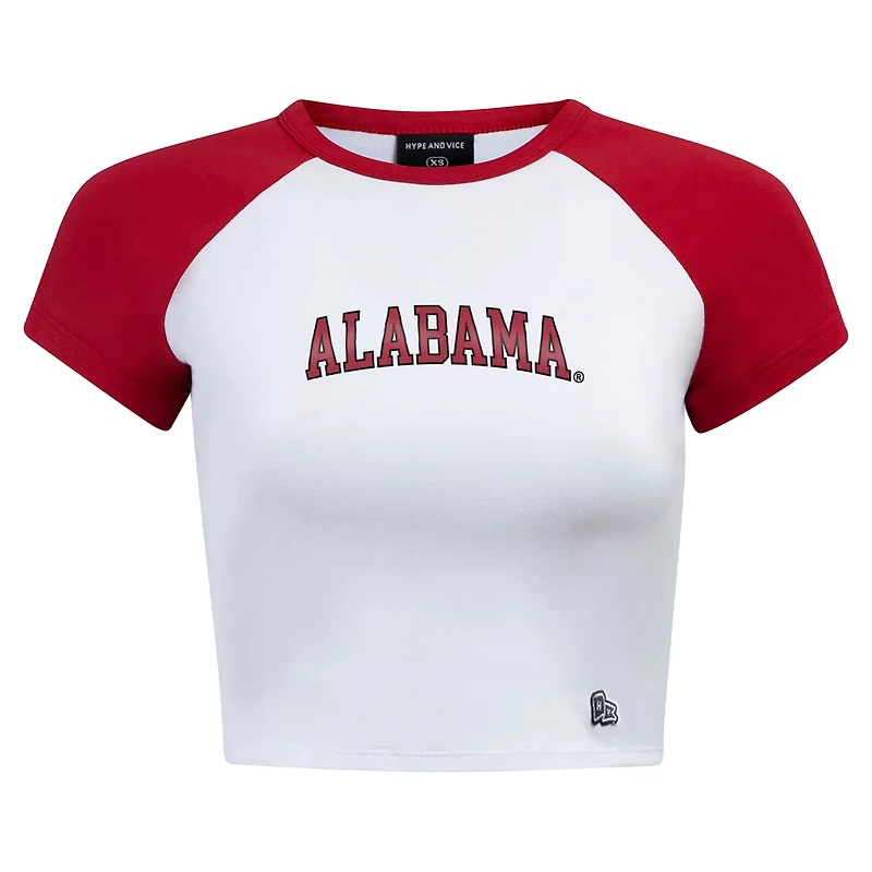 Hype and Vice Crimson Alabama Crimson Tide Homerun Cropped Raglan T-Shirt