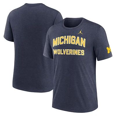 Jordan Brand Heather Michigan Wolverines Campus Collegiate Block Tri-Blend T-Shirt
