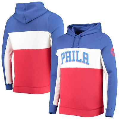 Junk Food /White Philadelphia 76ers Wordmark Colorblock Fleece Pullover Hoodie