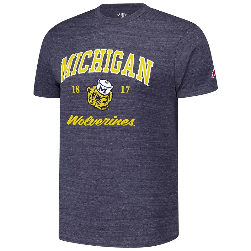 League Collegiate Wear Heather Michigan Wolverines Arch Script Victory Falls Tri-Blend T-Shirt
