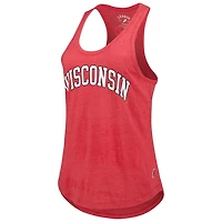 League Collegiate Wear Heather Wisconsin Badgers Two-Hit Intramural Tri-Blend Scoop Neck Racerback Tank Top