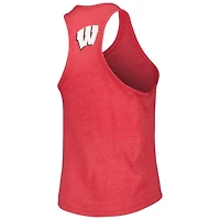 League Collegiate Wear Heather Wisconsin Badgers Two-Hit Intramural Tri-Blend Scoop Neck Racerback Tank Top