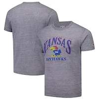 League Collegiate Wear Kansas Jayhawks Tall Arch 20 Victory Falls Tri-Blend T-Shirt