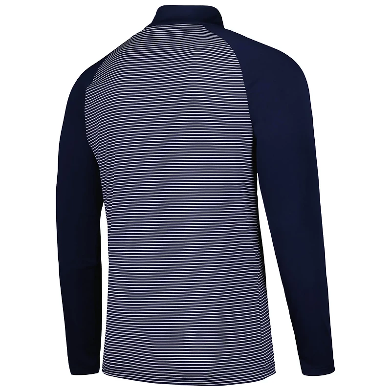 Levelwear Atlanta Braves Charter Striped Raglan Quarter-Zip Top