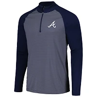 Levelwear Atlanta Braves Charter Striped Raglan Quarter-Zip Top
