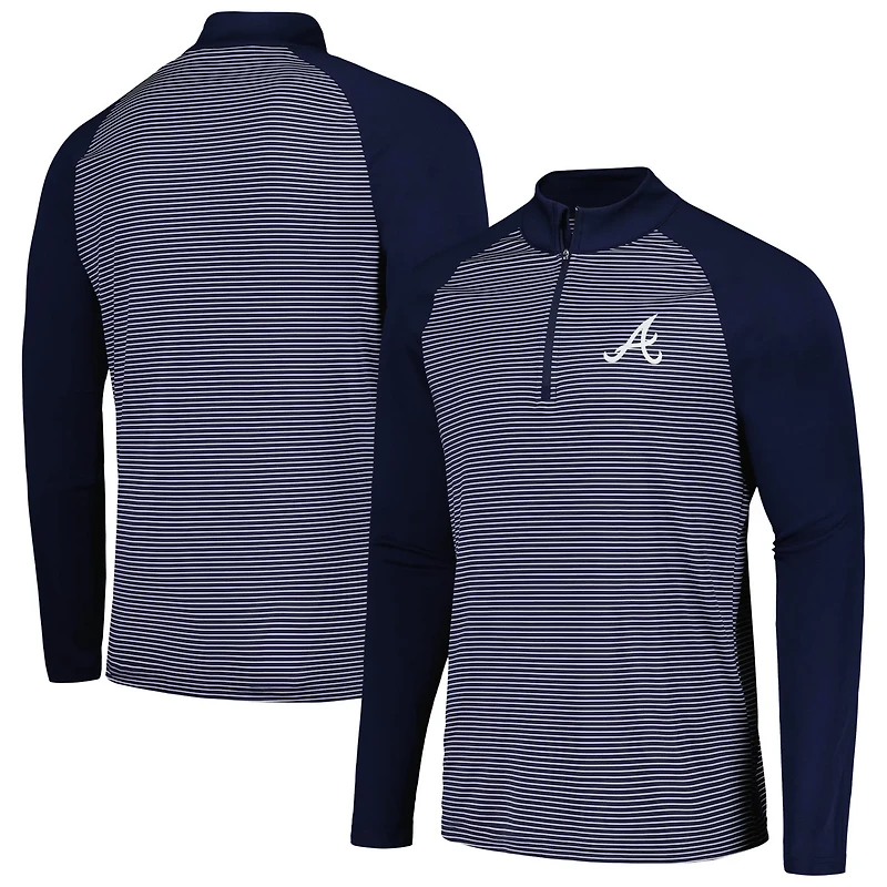 Levelwear Atlanta Braves Charter Striped Raglan Quarter-Zip Top
