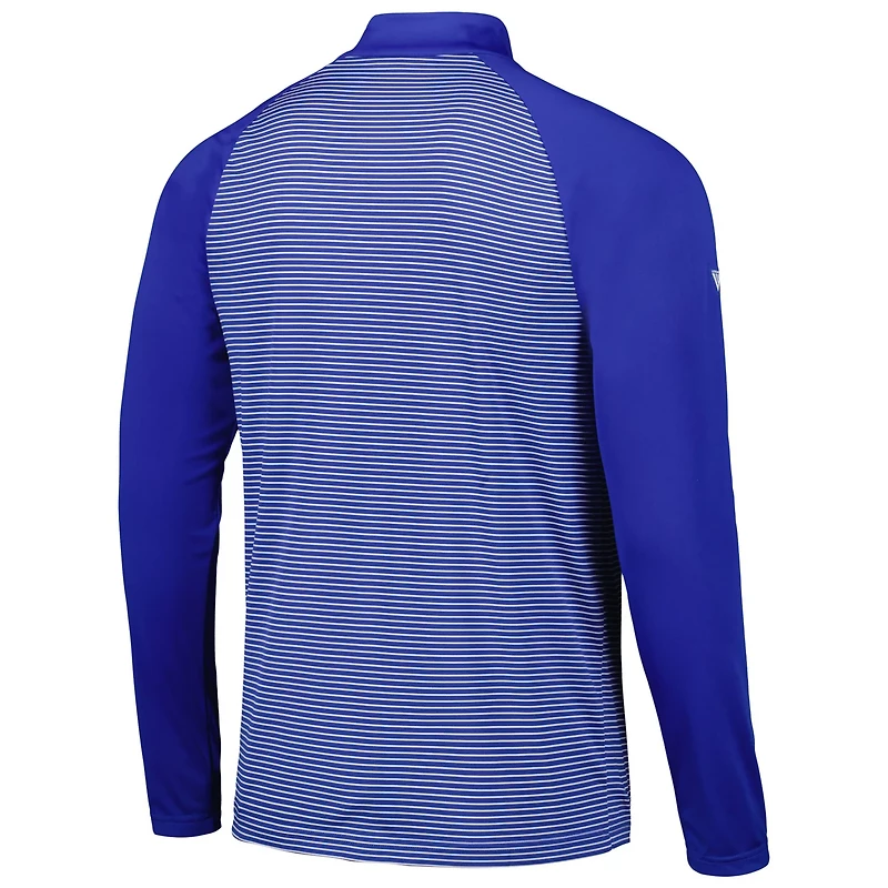 Levelwear Chicago Cubs Charter Striped Raglan Quarter-Zip Top