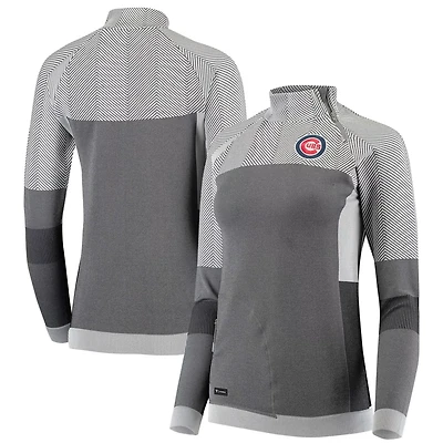 Levelwear Chicago Cubs Verse Asymmetrical Raglan Tri-Blend Quarter-Zip Jacket