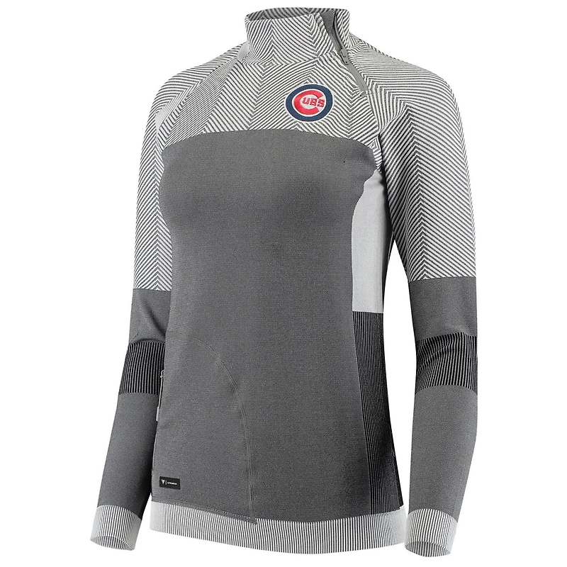 Levelwear Chicago Cubs Verse Asymmetrical Raglan Tri-Blend Quarter-Zip Jacket