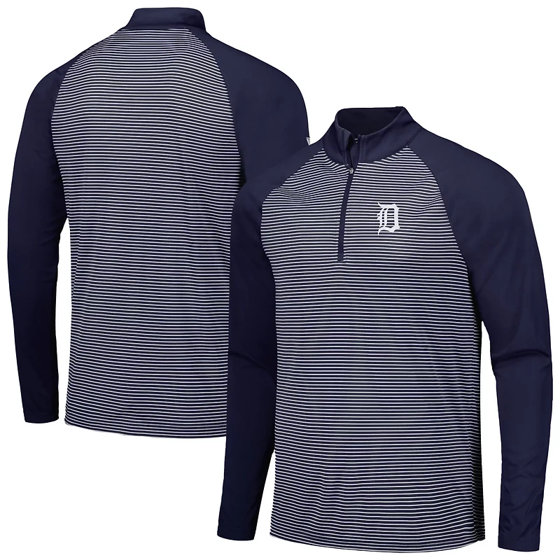 Levelwear Detroit Tigers Charter Striped Raglan Quarter-Zip Top