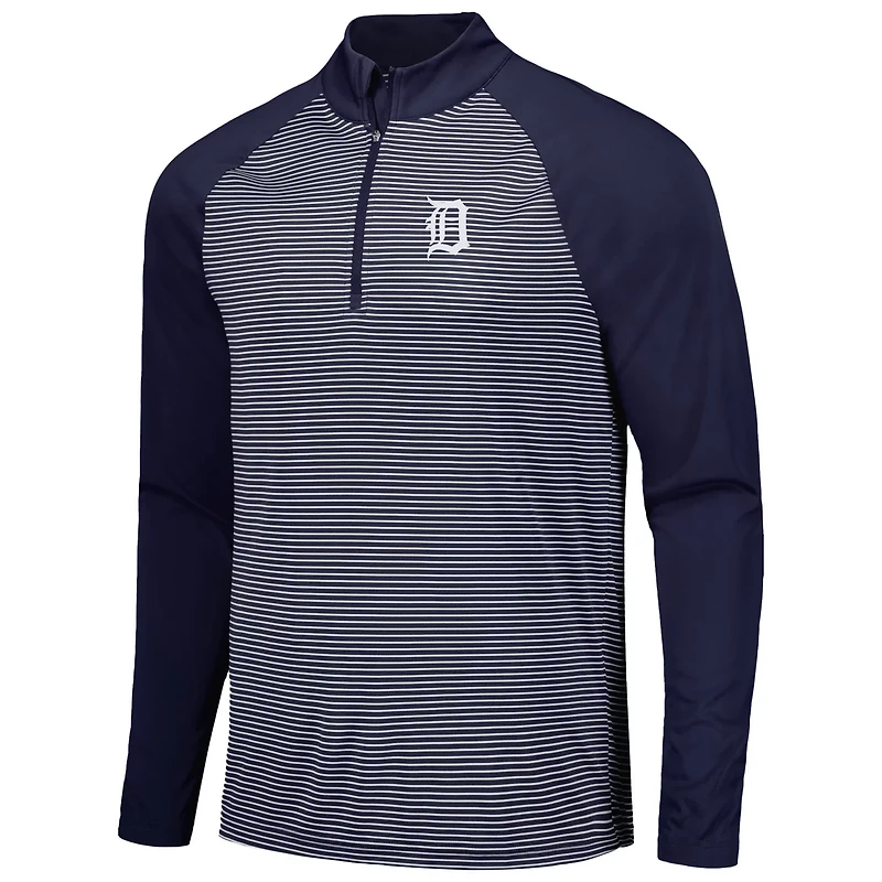 Levelwear Detroit Tigers Charter Striped Raglan Quarter-Zip Top
