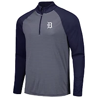 Levelwear Detroit Tigers Charter Striped Raglan Quarter-Zip Top