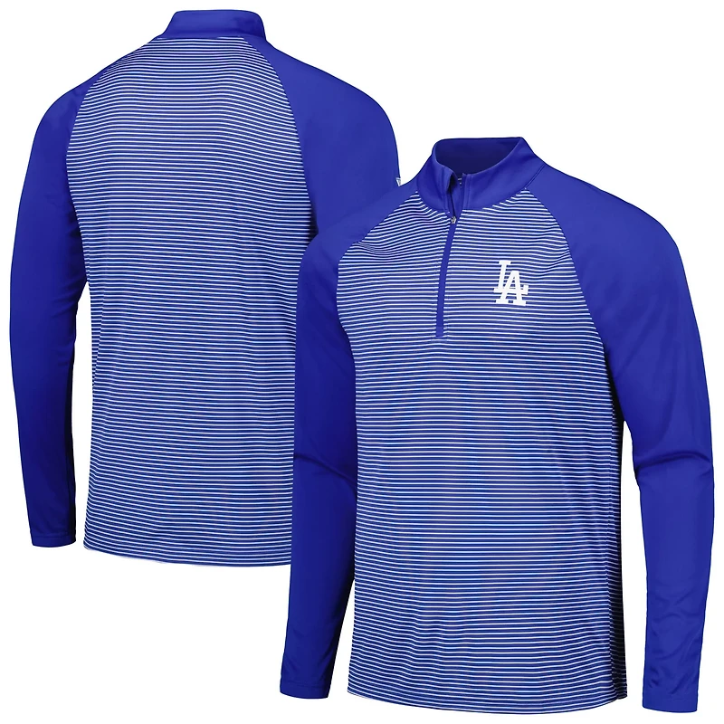 Levelwear Los Angeles Dodgers Charter Striped Raglan Quarter-Zip Top