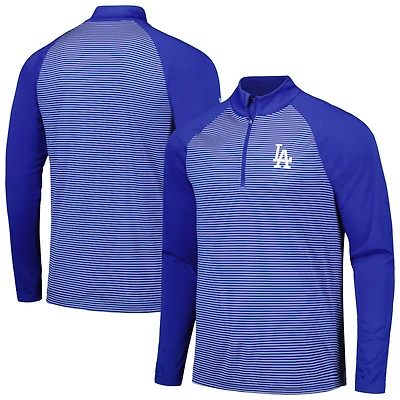 Levelwear Los Angeles Dodgers Charter Striped Raglan Quarter-Zip Top